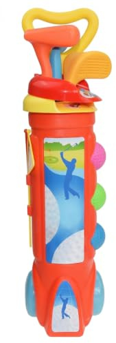 Ensemble de Golf pour Enfants avec Chariot de Rangement à roulettes Clubs Golf en Plastique pour Enfants idéal pour Jouer en extérieur avec Son Enfant et favoriser l'apprentissage Couleur Rouge.