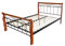 Homestyle4u 550, Metallbett 140 x 200 Mit Lattenrost, Bettgestell Metall, Pfosten Holz Braun