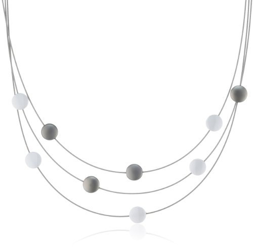 Boccia Damen-Collier Stahl Silikon 4 Titan-und 5 weiße Ceramic-Scheiben 0852-04