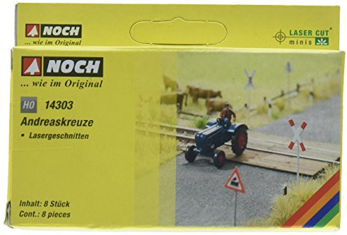 NOCH Laser-Cut Minis „Andreaskreuze“, Bahnübergang Zubehör für die Spurweite H0, Set mit 8 Stück