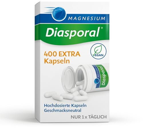 Magnesium-Diasporal 400 EXTRA Kapseln | Hochdosierte 400 mg Magnesium Kapseln | Vegan, geschmacksneutral und leicht zu schlucken | Ideal bei erhöhtem Bedarf | Glutenfrei und laktosefrei | 50 Stück