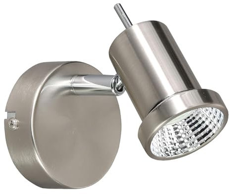 Action Wandleuchte, 1-flammig, Serie Hoorn, 1 x LED, 5 W, Durchmesser 8 cm, Kelvin 3000, Lumen 400, nickel matt 450301640000
