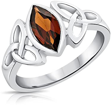 DTPsilver® 925 Sterling Silber Ring - Keltische Dreifaltigkeitsknoten - Keltische Kollektion - Granat