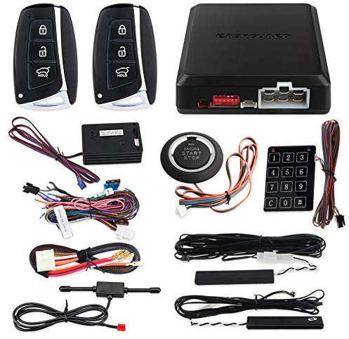 EASYGUARD EC002-HY-NS smart key PKE car alarm system with keyless entry remote engine start stop engine start stop button touch password keypad shock alarm warning