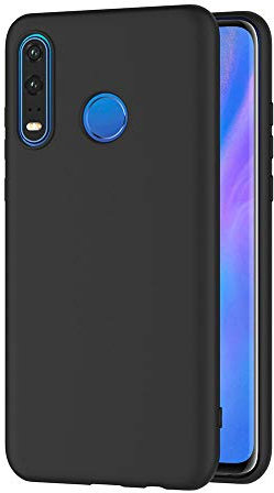 AICEK Cover per Huawei P30 Lite, Nero Silicone Case Molle di TPU Sottile Custodia per Huawei P30 Lite (6.15 Pollici)
