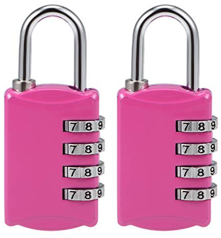 sourcing map Cadenas Combinaison 4 Chiffre, 4mm Acier Manille Code Cadenas Rose Rouge 2 Pack