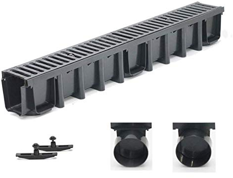 GUSS Entwässerungsrinne Tiefe 148mm Belastungsklasse B125, Gußrost komplett Set (4m + 2 Stirnwände)