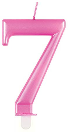 Dazzling Metallic Pink Number 7 Birthday Candle - Perfect Cake Topper for Unforgettable Milestones - 1 Pc
