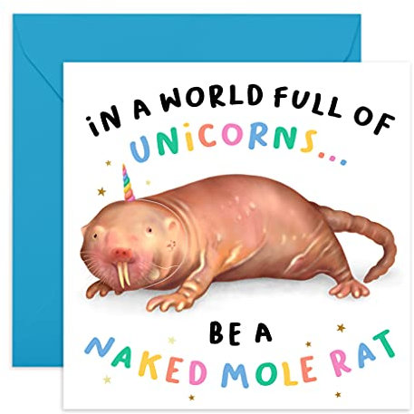 Central 23 - Lustige Geburtstagskarten für Frauen - Be A Naked Mole Rat - Freche Geburtstagskarte für Sie - Freche Geburtstagskarte für Ehemann - Lustige Grußkarten für Freunde - Kommt mit Aufkleber