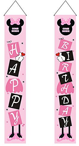 Rosa Mouse Alles Gute Zum Geburtstag Tür Couplet Banner Hängen An Jungen Und Mädchen Zauberer Party Dekoration Kinder Mouse Theme Party Supplies Willkommen Veranda Zeichen für Indoor Outdoor