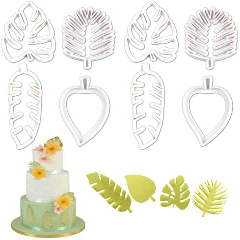 Emporte PièCes Feuille Moules 8pcs PâTisserie En Plastique Moule à Biscuit Feuille Outil De DéCoration Moule à GâTeau Emporte PièCes Feuille Tropicales Moules PâTisserie en Plastique Facile DéMouler