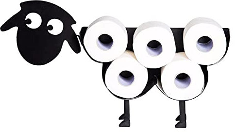 Porte Rouleaux Mouton,Porte rouleau De Papier Toilette,Porte rouleau De Papier Toilette Mouton En Métal Noir Support De Papier Toilette Animal Debout Libre Fixé Au Mur Pour Décoration d'intérieur