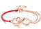 J.Endéar Infinity Armband Damen Herz Unendlichkeit Liebe Silber 925 filigrane Kordel Doppelkette Schmuck Valentinstag Geburtstagsgeschenk mit Schmuckschatulle (Roségold, Rote Kordel)