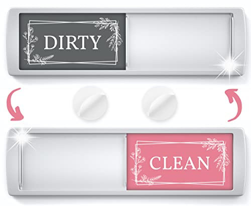 Clean Dirty Dishwasher Sign Magnet - Dishwasher In Use - Ideal Dishwasher Magnet Clean Dirty Sign for Home or Office - Nice Decor - Strong Adhesives Included for Non-Magnetic Surface