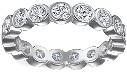 Whoiy 925 Sterling Silber Ringe Verlobungsring Rund Form Spleißen mit Zirkonia Geburtstagsgeschenk für Frauen Silber Gr.52 (16.6)