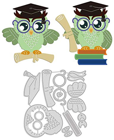 GLOBLELAND Stanzschablonen Eule Metall Schneiden Schablonen Junggesellenhut Stanzformen für Kartenherstellung und DIY Scrapbooking Dekor