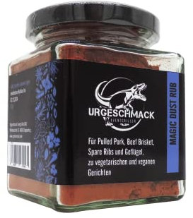 Urgeschmack Eventgrillen Magic Dust Rub 125g im Glas (Rub zum Marinieren oder als Gewürzmischung, Passend für Pulled Pork, Beef Brisket, Spare Rips oder für vegetarische Gerichte) 1er Pack
