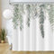 Uiiooazy Foglie Verdi Tenda da Doccia Foglie di Eucalipto Pianta Tende per Doccia Impermeabile Antimuffa Lavabile Tenda da Bagno in Poliestere con Ganci 180 x 180 cm