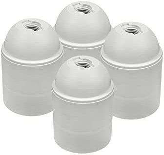 HALOTEC | Pack 4 Portalámparas E27 | Blanco | Soporte Casquillo Liso | Montaje M10x1 | Base para Bombilla Vista y Rosca Gruesa | Fabricado en Italia