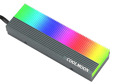 M.2 SSD Heatsink Cooler, Dual Interface Cool RGB Hard Disk Heat Sink, 5V 3 Pin SSD Radiator with Thermal Pad, Solid State Disk Cooler, Aluminum Alloy