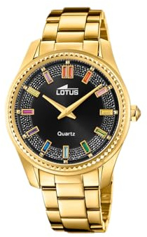 Lotus Damenuhr Analog aus Edelstahl 316l Goldfarben | Quarzwerk, Widerstandsfähiges Mineralglas, Wasserdicht 5 ATM, Special Prices 18902/6