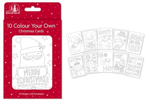 Tallon Festive Wonderland Weihnachtskarten, zum Ausmalen, sortiert, Box mit 10 Stück