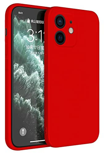 Topme Coque pour iPhone 12 (6.1 inches) Etui Housse, Protecteur de Peau en Silicone TPU - Rouge de Chine