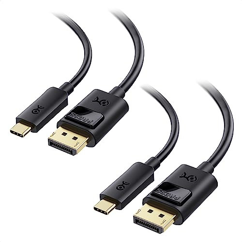 Cable Matters 2-Pack, 32,4 Gbps Cable USB C DisplayPort 1,4-1,8 m supportant 8K 60Hz/4K 240Hz (Thunderbolt 4 vers DisplayPort, Display Port vers câble USB C) Noir - Compatible avec MacBook XPS