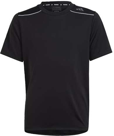adidas Jungen AEROREADY Tee, Black/Silver Metallic, 7-8 Years