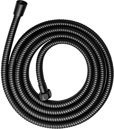 OFFO Flexible de Douche 2.5m, Avec Protection Anti-Torsion, Inox Tuyau de Douche, Haute Pression, Pour Salle de Bain, Noir Mat