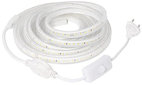 Strisce Led,Striscia Led 3 Metri,Striscia Led 220v, Striscia Led Bianco Caldo 3000K,120 LED per Metro, ad Alta Luminosità, con Interruttore, per Vetrina, Cucina, Scrivania, Retroilluminazione TV