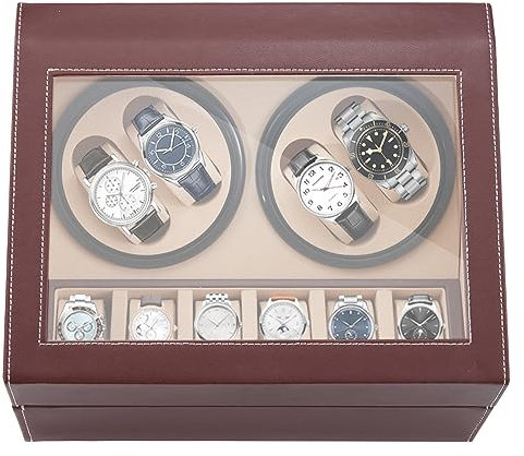NOSTHEART Scatola Carica Orologi Automatici Ultra-Silenzioso Carica Orologi di Lusso Scatola orologio a carica automatica per 4 orologi da polso Orologi Meccanici Automatici