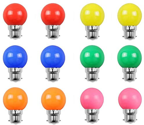 Aiwerttes 12 Stück B22 2 W (20 W) Bajonettsockel-Girlande, rot, gelb, blau, grün, orange, rosa, energiesparend, bunt, für Weihnachten, Halloween, Hochzeitsfeier
