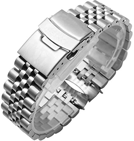 FFHAO Für SEIKO Nr. 5 SKX009 SKX007 SKX175 SKX173 massives Edelstahl-Armband 20 mm 22 mm Herren-Armband Zubehör Uhrenarmband Armband, 22 mm, Achat
