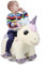 COSTWAY Juguete Eléctrico de Animal para Montar, Juguete Infantil de Peluche para Montar, Manillas Antideslizante, Ruedas Flexibles y Pedal de Pie, Música, Funda Lavable con Cremallera (Unicornio)