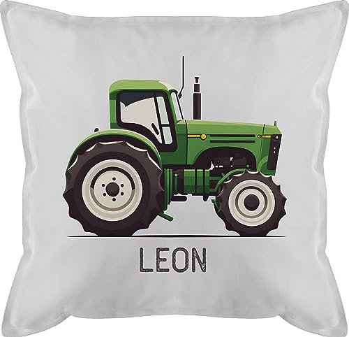 Kissen 50x50 - Traktor mit Name personalisiert I Landwirte Geschenk Landwirt I Traktoren Geschenke Trecker I Landwirtschaft - 50 x 50 cm - Weiß - traktorkissen Bulldog Tractor Cushions Bauer