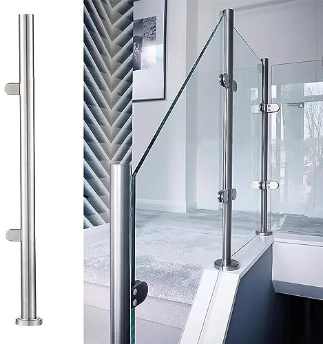 Poste Barandilla Vidrio Paneles de Balaustrada de Vidrio de Escaleras, Cardinería de Vidrio Comercial Cinco con Ranura con Espiga, 85/95/100/110/120/135 Cm Sistema de Cercado de Pasamanos de Alto (Co
