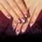 24 PCS French Short Fake Nails Pink with Black Fake Nails Flame False Nails Spider False Nails Snake Design Fake Nails Full Cover False Nails Art for Women and Girls Daily Decoration
