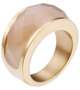 Homxi Edelstahl Ring Damen Personalisiert,Rund 12MM mit Kristall Damenring Gold Ring für Damen Größe 52 (16.6)