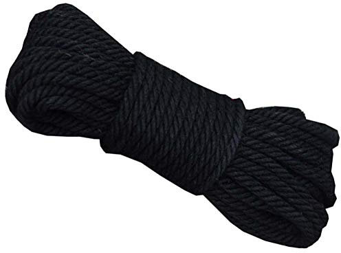 PULaif Cuerda De Bondage, Cuerda De Jardín, Cuerda De Cáñamo - 6 Mm 20 ​​Metros (65 Pies) - Cordel De Yute Ecológico, Negro