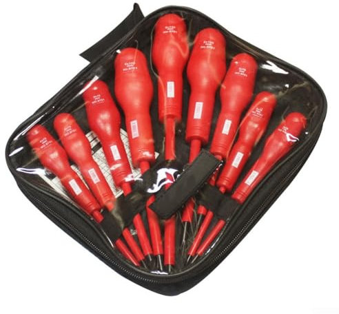 Lioaeust Juego de destornilladores, electricista profesional aislado destornillador de cruz ranurada juego de destornillador de aislamiento de servicio para electricista