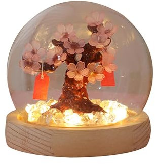 kowaku DIY Blume Nacht Lampe Nachttischlampe mit Kuppel beleuchtete Ambiance Licht Desktop Ornament Material Paket, Sakura Baum