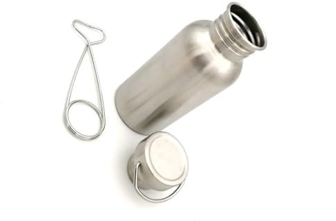 NeaxgeandX Edelstahl-Campingflasche mit Pothook, kochendes Wasser, Deckel, Flaschen, hitzebeständig, Wasserkocher, Outdoor, Survival, Jagd, 750 ml