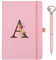 Taccuino Appunti di Viaggio in Pelle PU con Penna Diamante Cuore Rosa Quaderno Scrittura A5 iniziale Diario quaderni per donne ragazza Compleanno Pasqua Festa Della Mamma Regalo per Amica Studenti(A)