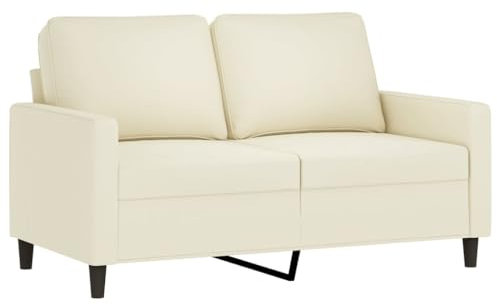 vidaXL Sofa 2-Sitzer, Loungesofa Couch mit Armlehnen Rückenkissen, Wohnzimmersofa Designsofa mit Metallgestell, Sitzmöbel Zweisitzer, Creme Samt