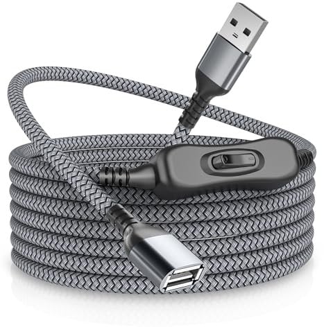 RUXELY USB On Off Switch Cable,USB-A Extension Cable Support Data and Power 2M,Type A Male to Female Charger Cord with Toggle for Fan,LED Lamp,LED Light Strips,Driving Recorder