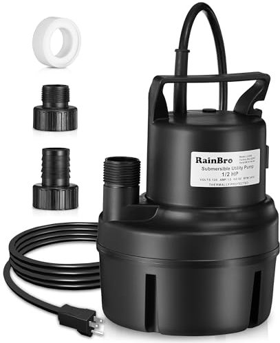 Submersible Sump Pump, Clean/Dirty Water Pump, Portable Utility Pump, Electric Water Transfer Pump with 25ft Cord, Great for Swimming Pool, Garden Pond, Basement and