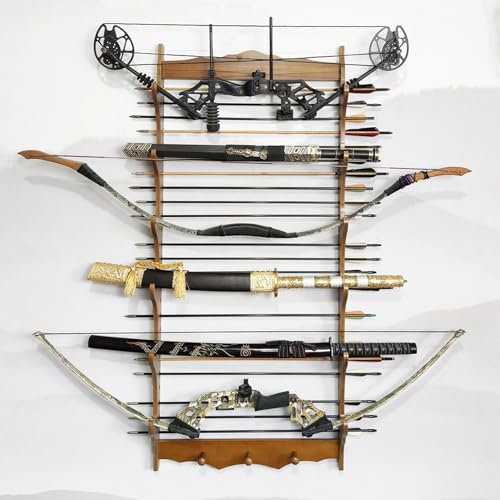 LSRFXF Schwerthalter Schwert Display Wandhalterung Holz Katana Stand 1-6 Schicht Samurai Display Rack, Aufbewahrung Display Halter Bogen Pfeil Rack Schwert Display Halter