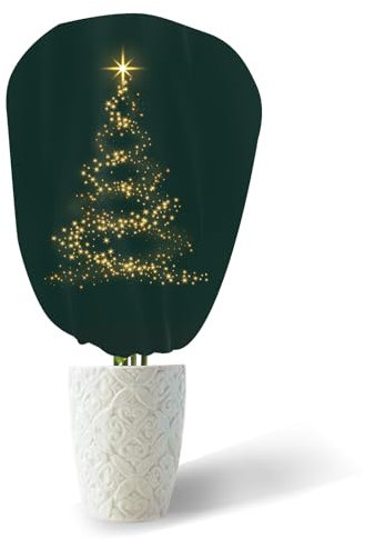 DEWUR 70g/m² Winter-Deko-Vlieshaube 90x110cm Winterschutz für Kübelpflanzen Pflanzen, Frostschutz Pflanzen Winter Jutesack Pflanzenabdeckung Pflanzenhauben für Olivenbaum (Grün Weihnachtsbaum)