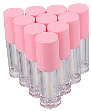 PAMINGONO 10st Flasche Lipgloss Flüssig Balsam Behälter Lippenstift-applikatorstäbe Klar Zauberstab Container Hloss Bausatz Wannen Rolle Wieder Auffüllbar Feuchtigkeitscreme Rosa Abs